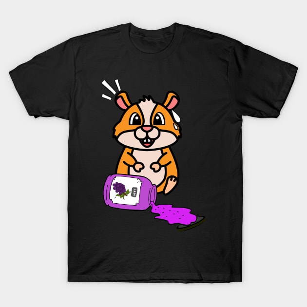 Funny Hamster spilled grape jam T-Shirt by Pet Station